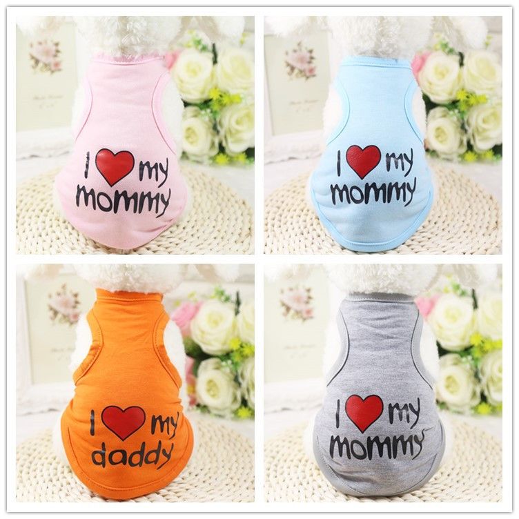 Shine Pet Vest Cotton Dog Cat Clothing (Anhui hair) love mummy vest blue view 2