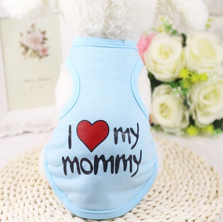 Shine Pet Vest Cotton Dog Cat Clothing (Anhui hair) love mummy vest blue view 5