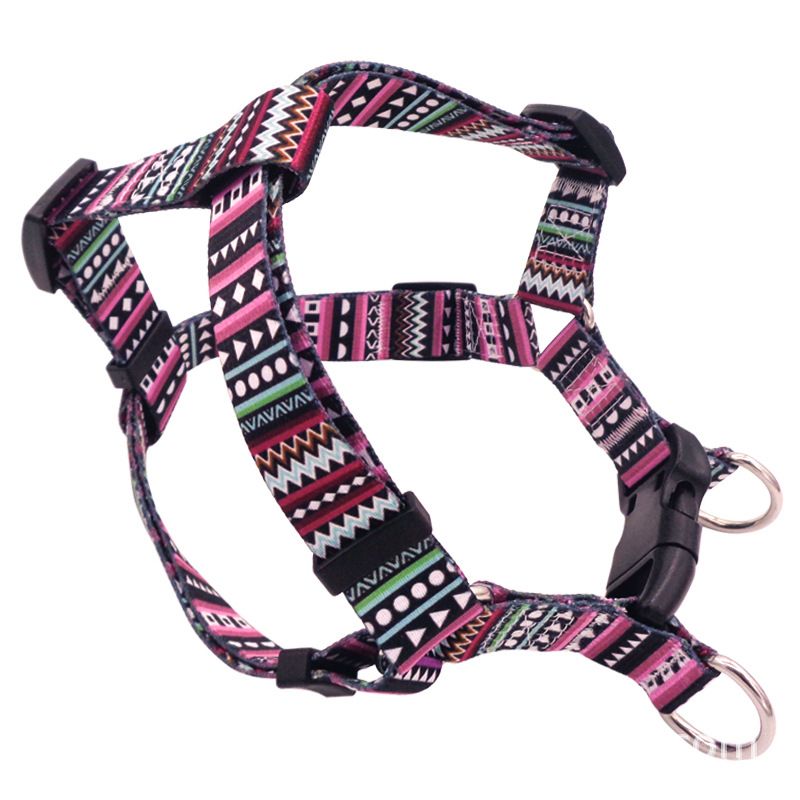 DEYUAN Bohemian Dog Harness Polyester Bomi Blue M:2*42-61cm view 3