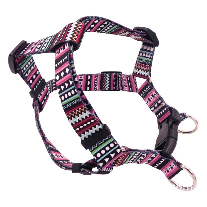 DEYUAN Bohemian Dog Harness Polyester Pink Rose S:1.5*32-45cm view 2