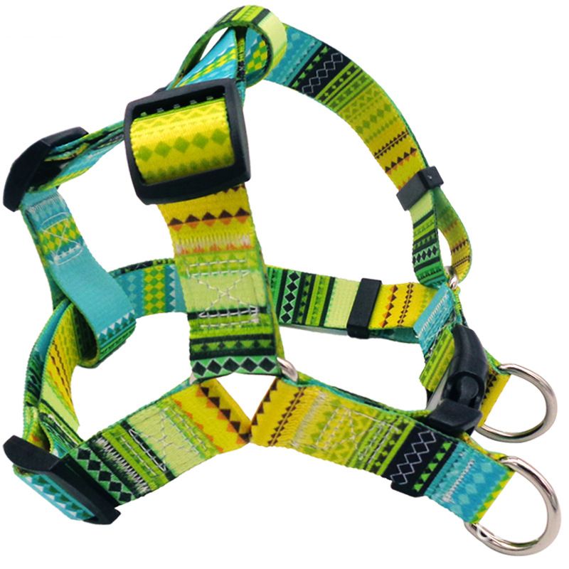 DEYUAN Bohemian Dog Harness Polyester Blue Daisy L:2.5*60-93cm view 4