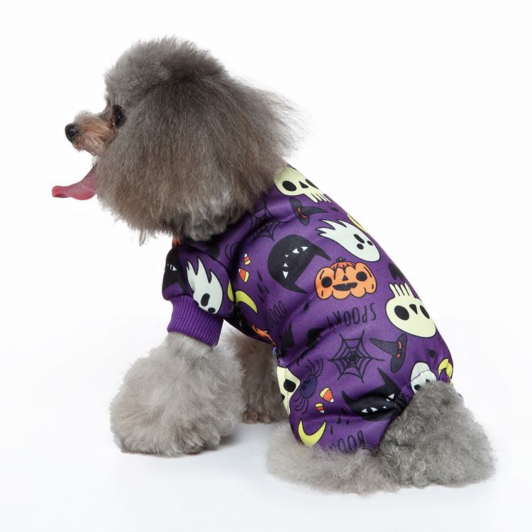 MEIQIPETBABY Dog Costume Polyester Small Breed SDZ142 Purple Skull L Size: L — image 1