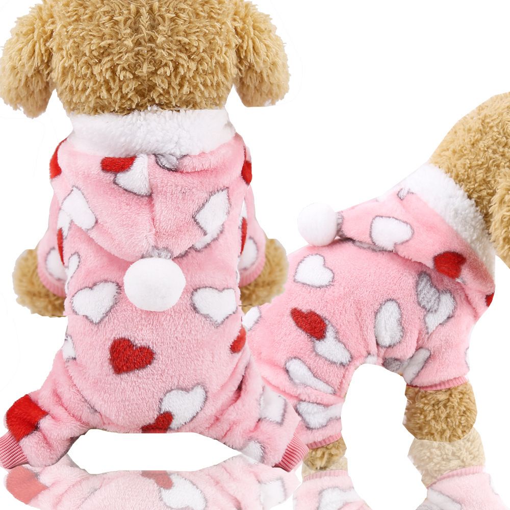 Coral Fleece Pet Four Leg Clothes Milk dog sleeveless multiple small love L view 3