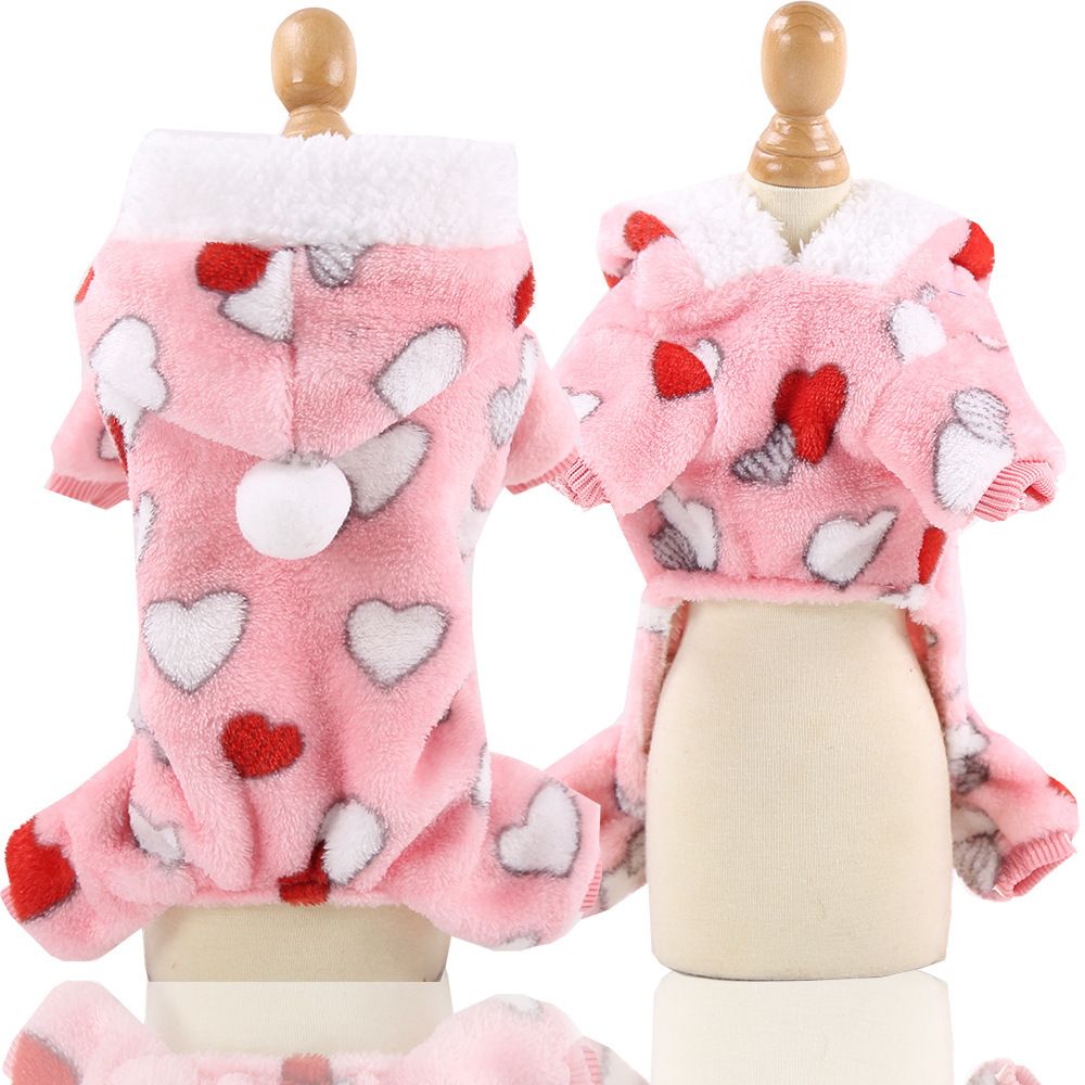 Coral Fleece Pet Four Leg Clothes Milk dog sleeveless multiple small love XL view 2