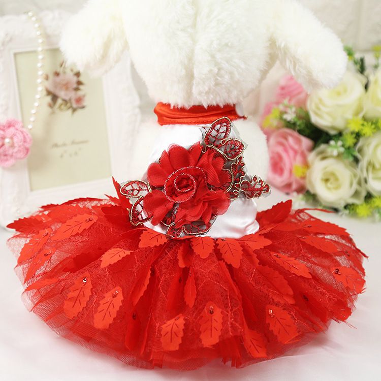 Shine Pet Dress Mesh Princess Tree Leaves Tree leaves wedding dress purple XS view 3