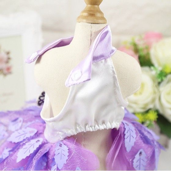 Shine Pet Dress Mesh Princess Tree Leaves Tree leaves wedding dress purple XS view 5