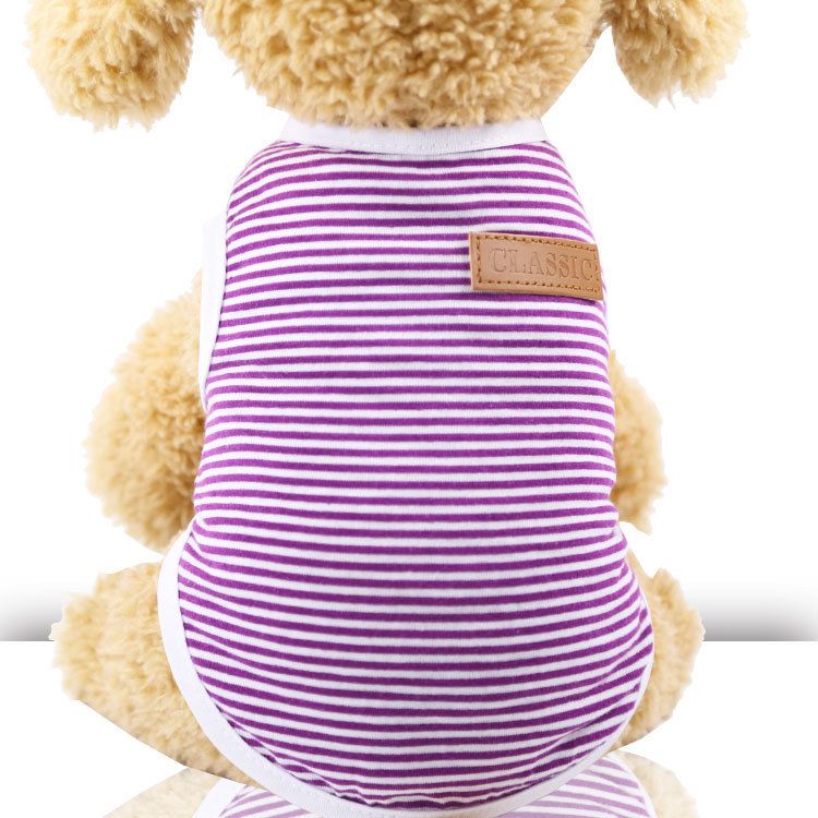 shine Dog Cat Vest Cotton Striped Small Medium Vest-Purple Stripe 2XL bust — image 1