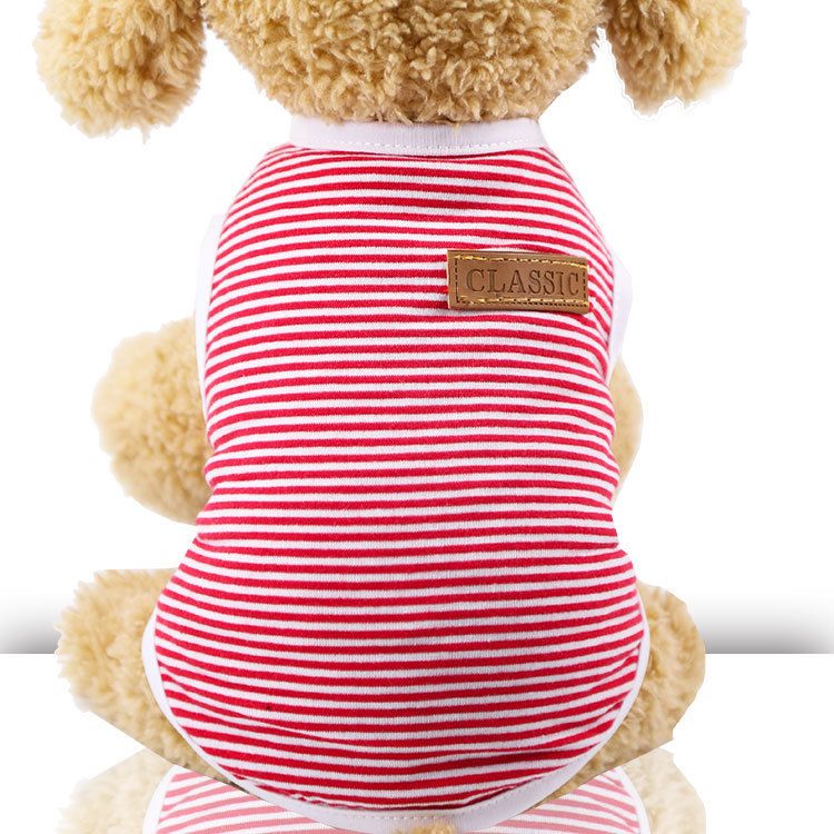 shine Dog Cat Vest Cotton Striped Small Medium Vest-Red Stripe XS bust 30cm view 6