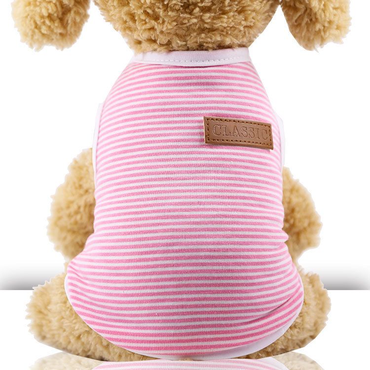 shine Dog Cat Vest Cotton Striped Small Medium Vest-Pink Stripe S bust 35cm — image 1