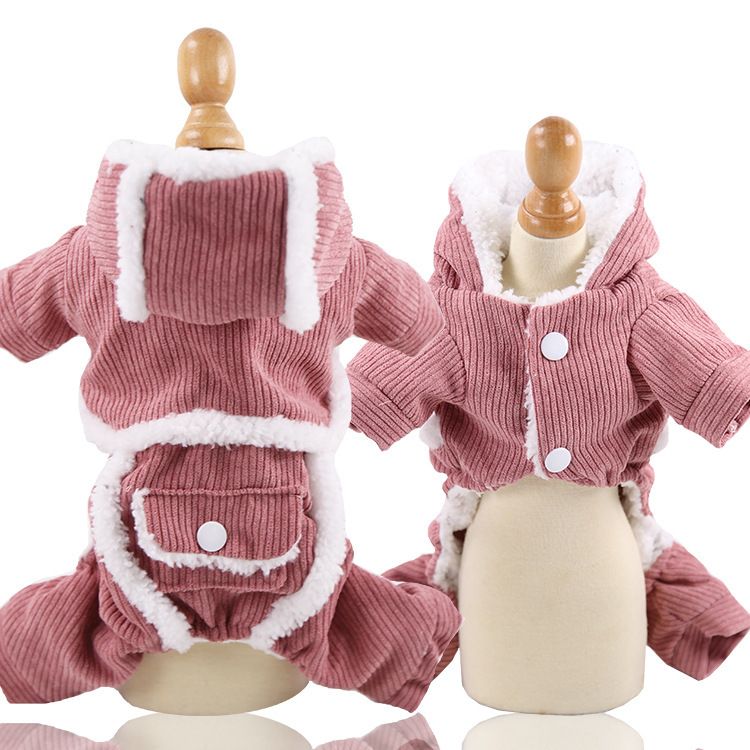 Shine Pet Four Legged Coat Coral Fleece Medium Dog four-leg thick corduroy view 3