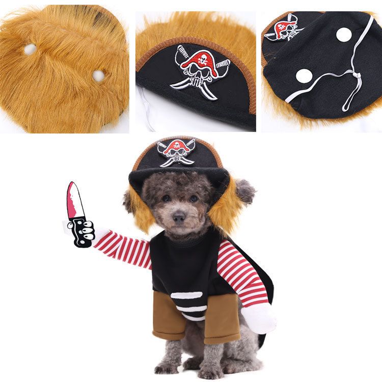Pirate Pet Costume Dog Clothes Halloween L Polyester Pirate Killer view 3