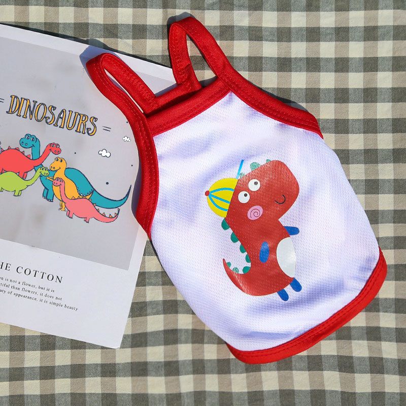 Pet Vest Mesh Breathable Polyester Small Medium Camisole White Bottom Red — image 1