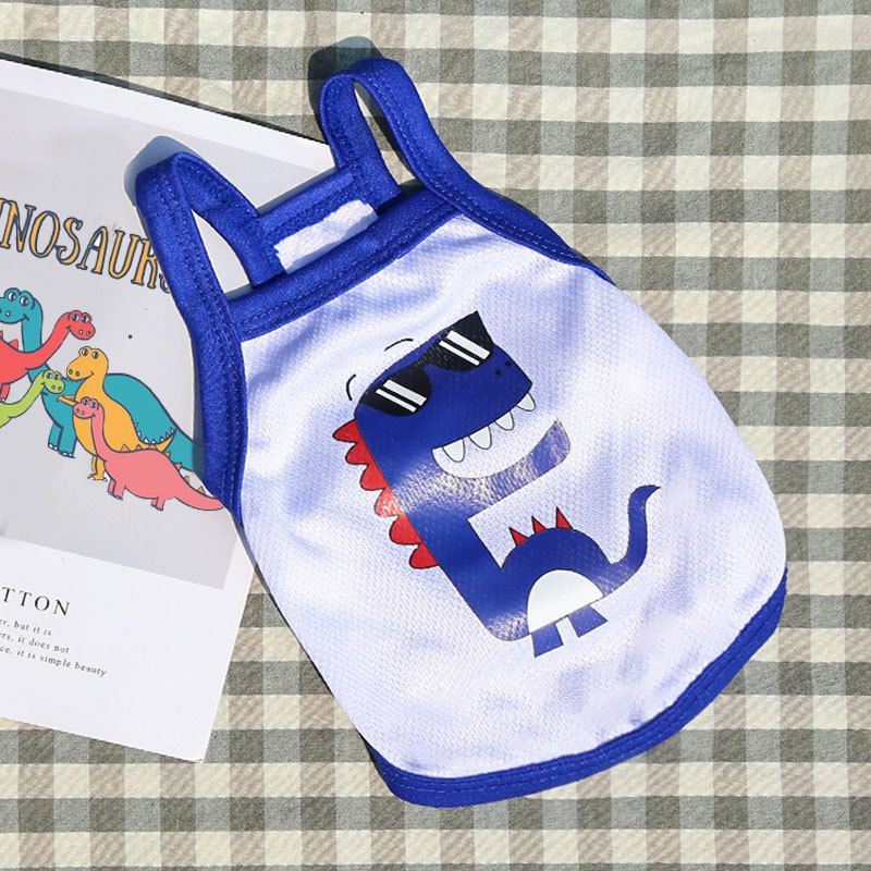 Pet Vest Mesh Breathable Polyester Small Medium Camisole White dark blue — image 1