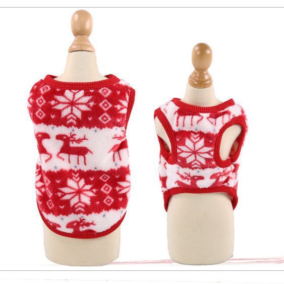 shine Pet Clothes Coral Fleece Four-Legged Milk Dog Flannel Red Elk XL Bust view 3