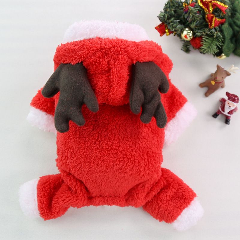 Pet Clothes Four Leg Fleece Winter Christmas Elk Four-Leg Thick Red Flannel — image 1