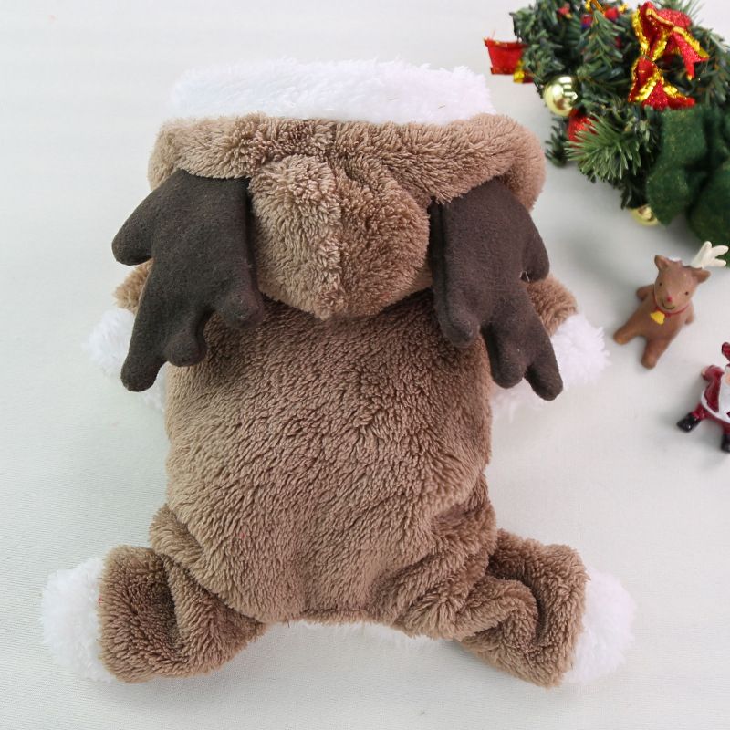 Pet Clothes Four Leg Fleece Winter Christmas Elk Four-Leg Thick Flannel Brown — image 1