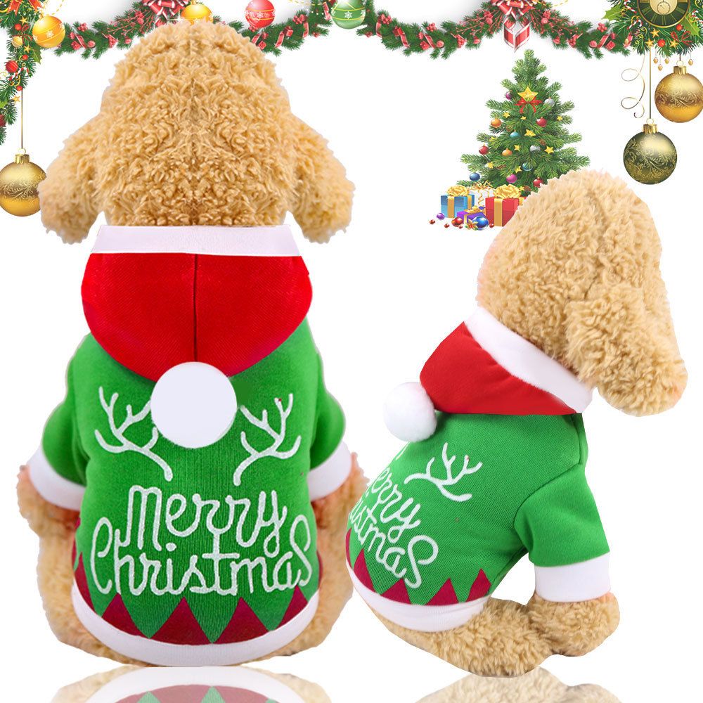 Pet Dog Cat Hooded Sweatshirt Green Cloth XS Hooded Sweatshirt Green merchris view 3