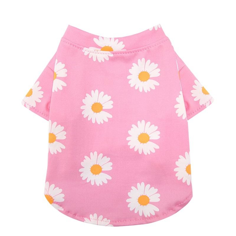 Pet Dog Cat T Shirt Clothes Shine Short Sleeve Black chrysanthemum T-shirt view 2