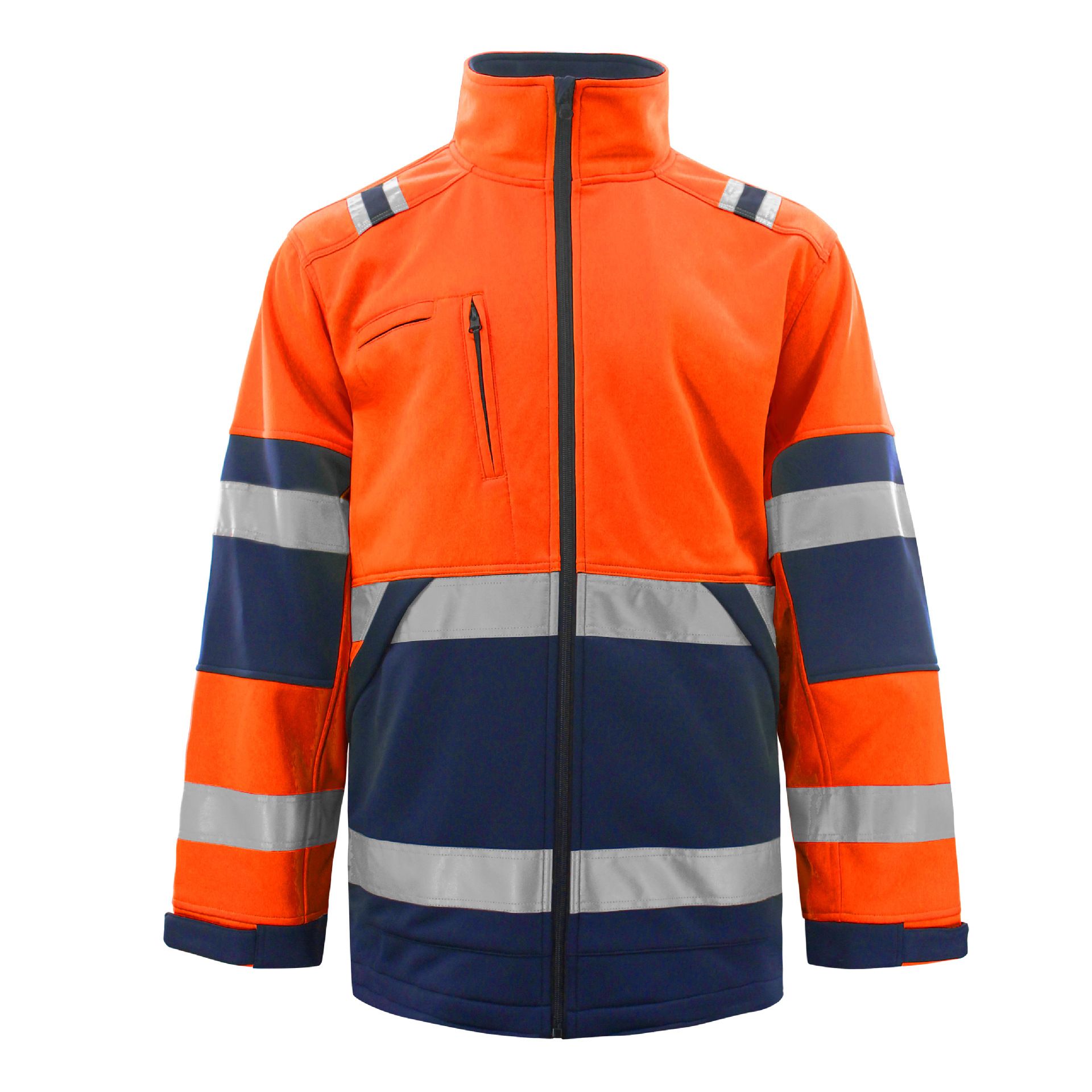 Men Polyester Zipper Jacket Workwear Autumn Winter Fluorescent yellow XL Size: XL view 4