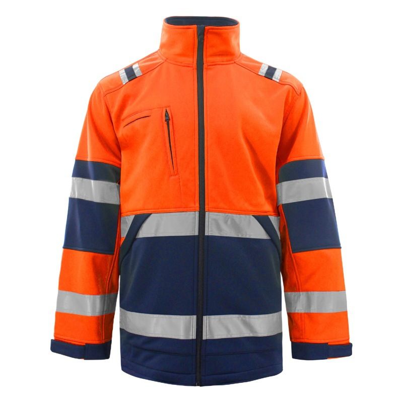 Men Polyester Zipper Jacket Workwear Autumn Winter Fluorescent yellow XXL view 2