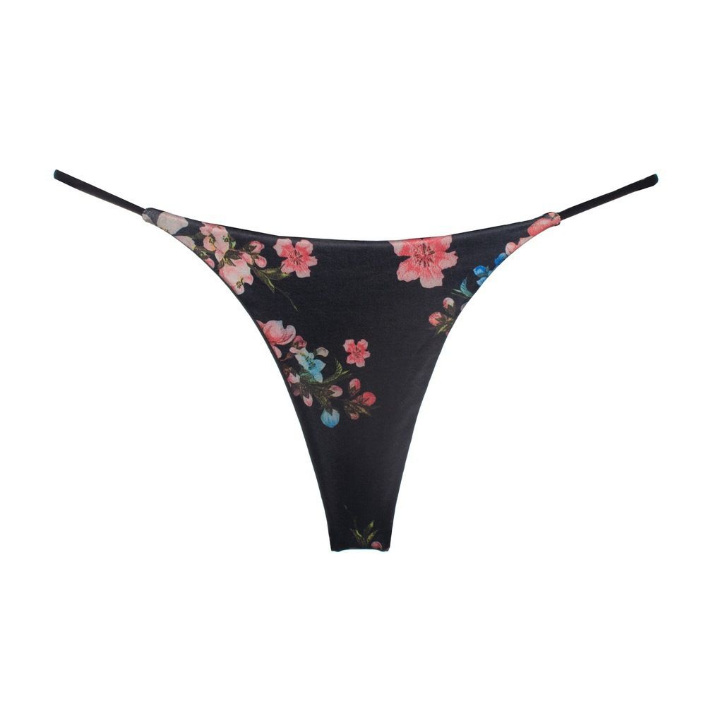 Women Milk Silk Low Waist Bikini Thong Red White Dot Size: M view 6