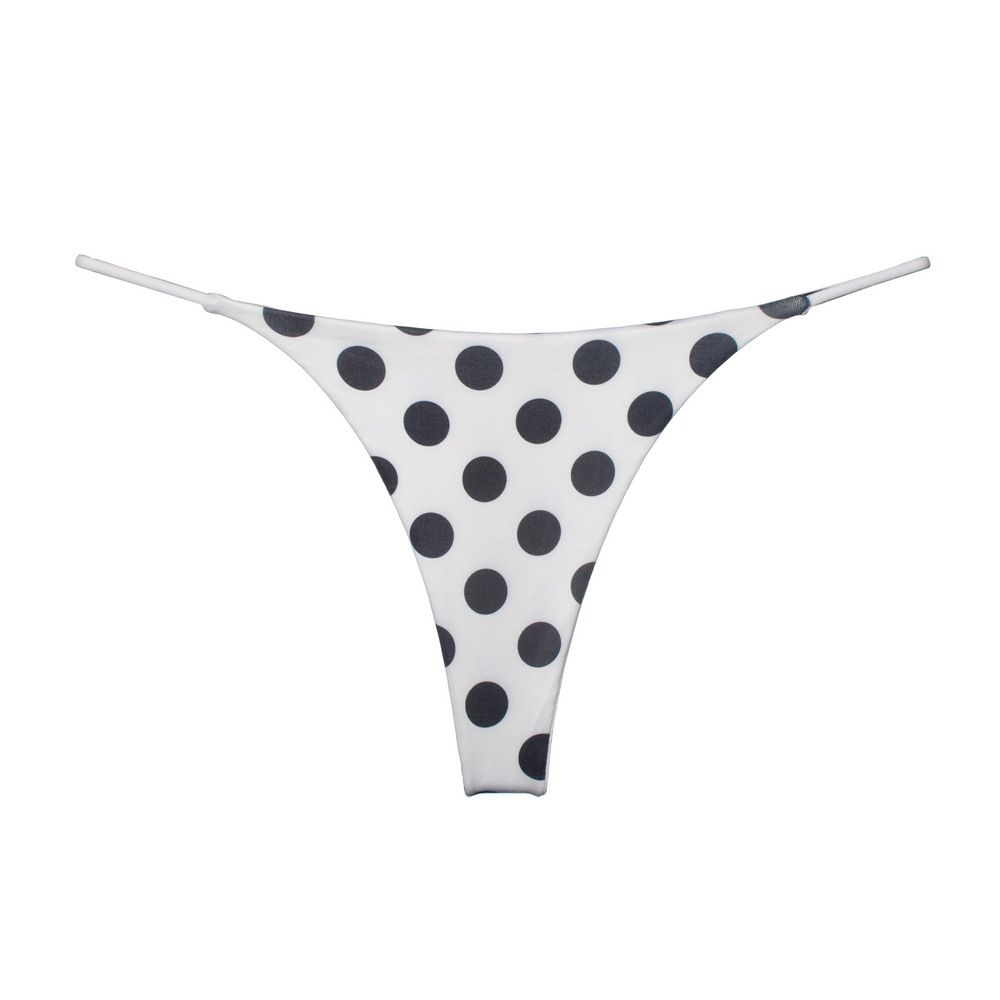 Women Milk Silk Low Waist Bikini Thong White black dot Size: M — image 1
