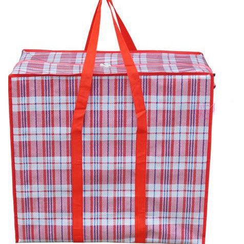 Woven Storage Bag PP Multipurpose Moving Clothes Red Medium