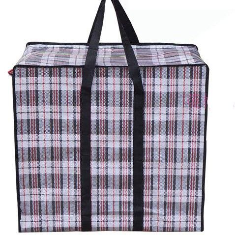 Woven Storage Bag PP Multipurpose Moving Clothes Black Large