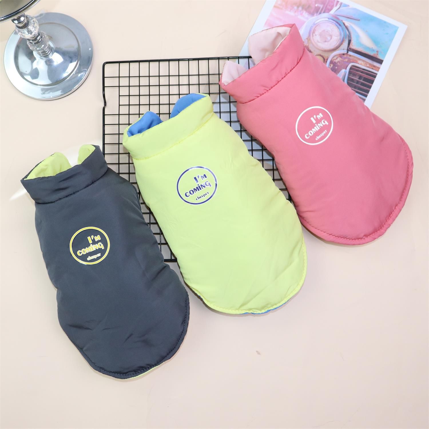 Qi Pet Dog Vest Warm Autumn Winter Puppy Cat Clothes Sanyang Kaitai Pink XS view 2