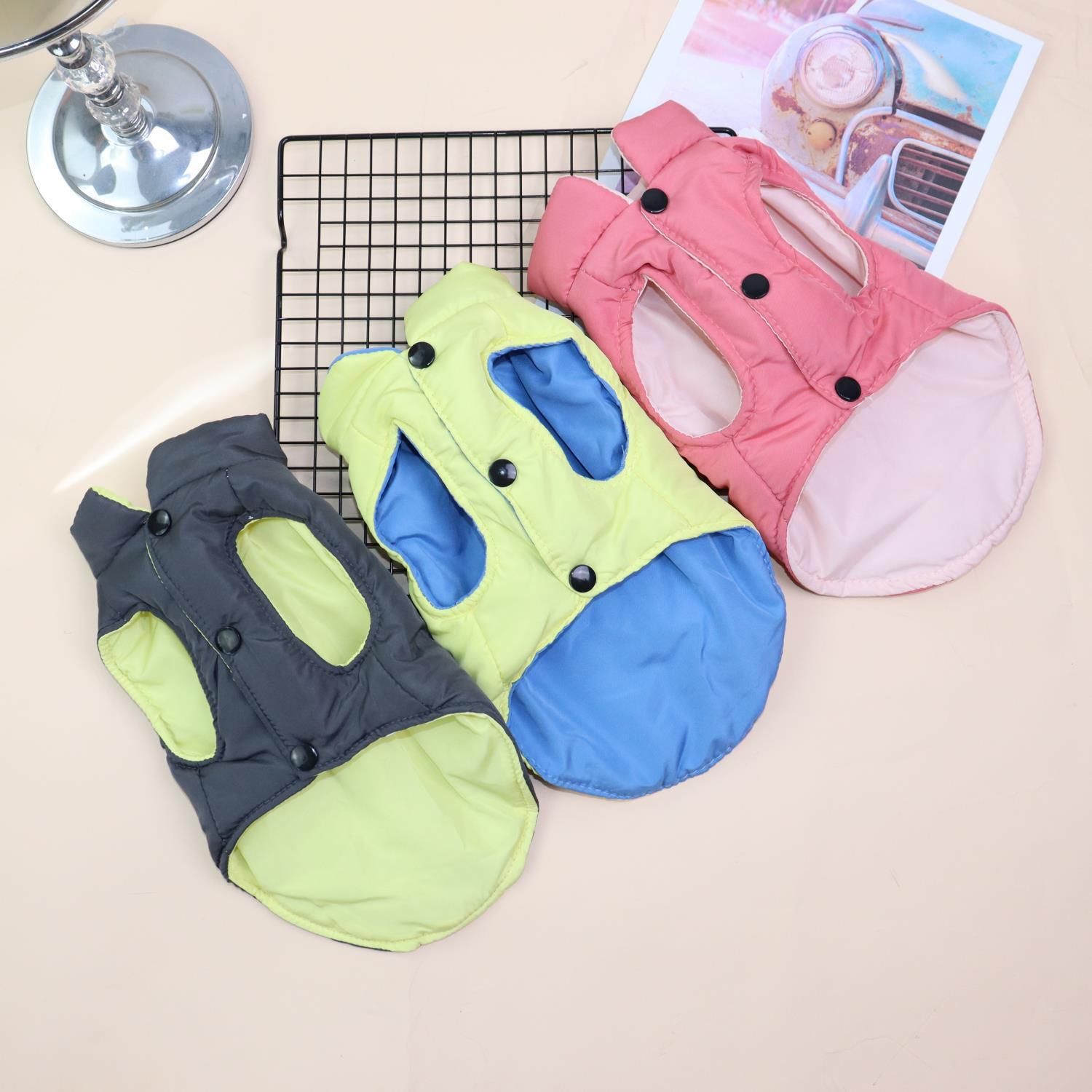 Qi Pet Dog Vest Warm Autumn Winter Puppy Cat Clothes Sanyang Kaitai Gray view 6