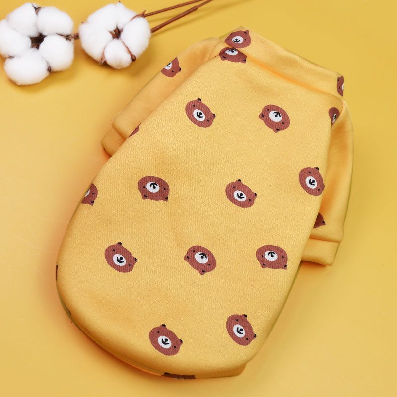 Shine Pet Sweatshirt Cartoon Print Two Leg 227 Two-Leg Composite Velvet Yellow — image 1