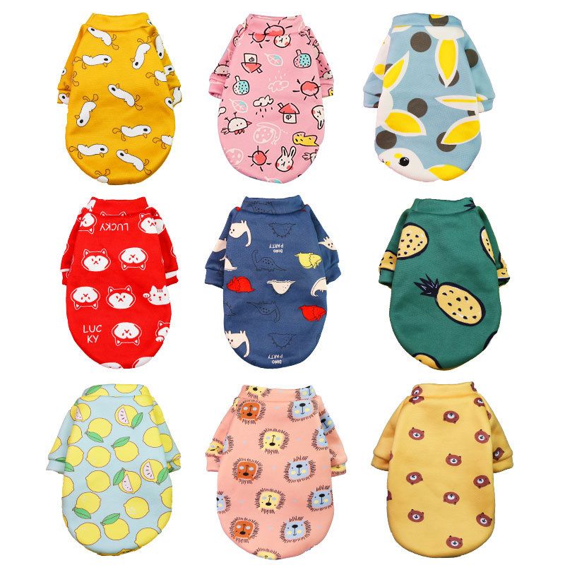 Shine Pet Sweatshirt Cartoon Print Two Leg 227 Two-Leg Composite Velvet Yellow view 6