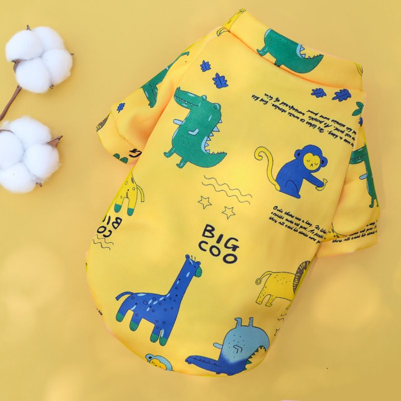 Shine Pet Sweatshirt Cartoon Print Two Leg 227 Two-Leg Composite Velvet Yellow — image 1