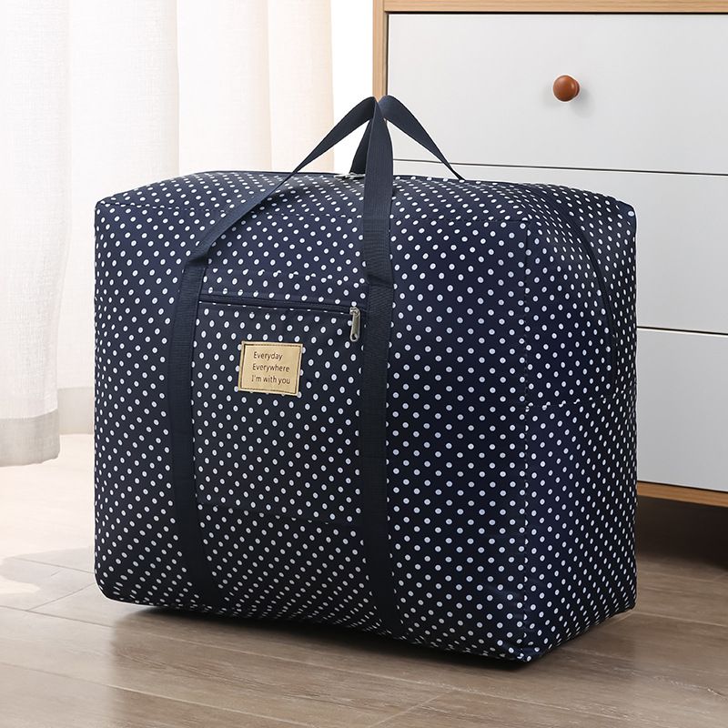 Oxford Cloth Travel Storage Bag Waterproof Fold. Deep Blue Wave point Medium