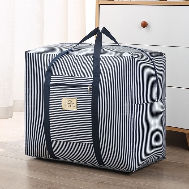 Oxford Cloth Travel Storage Bag Waterproof Fold. Dark blue stripes Medium
