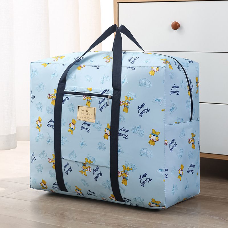 Oxford Cloth Travel Storage Bag Waterproof Fold. Little Blue Bear Medium