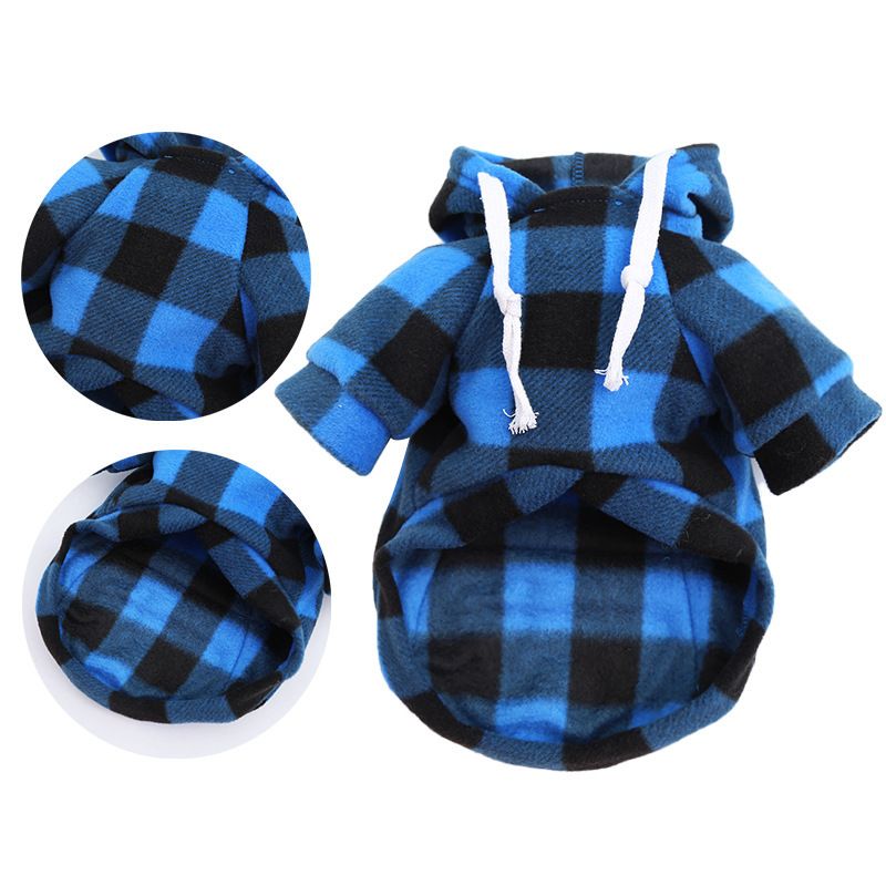 Wonderful Pet Sweater Plaid Zipper Pocket Wool Zipper Pocket Blue and Black L view 3