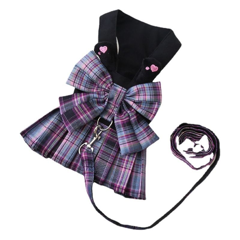 Dog Harness Skirt Traction Polyester 273 Vest Traction Wine Red L (chest view 2