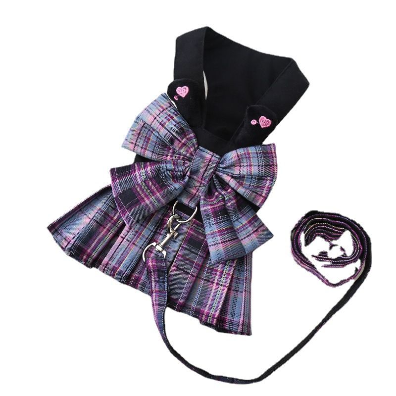 Dog Harness Skirt Traction Polyester 273 Vest Traction Wine Red L (chest view 7
