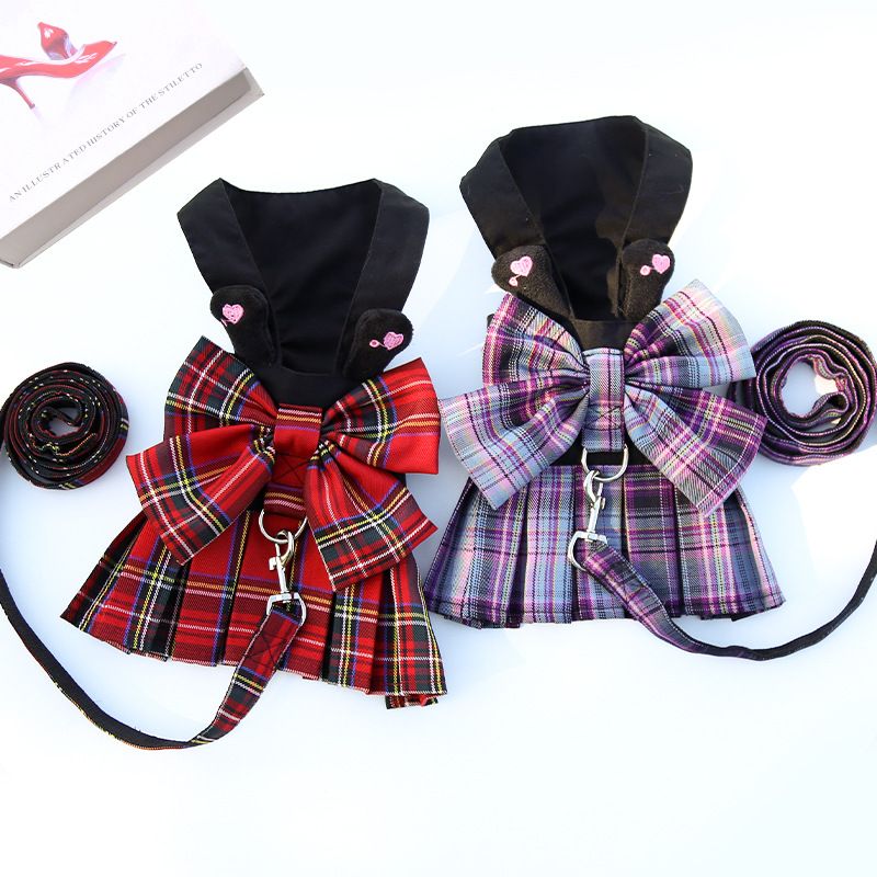 Dog Harness Skirt Traction Polyester 273 Vest Traction Wine Red XXL (chest view 3