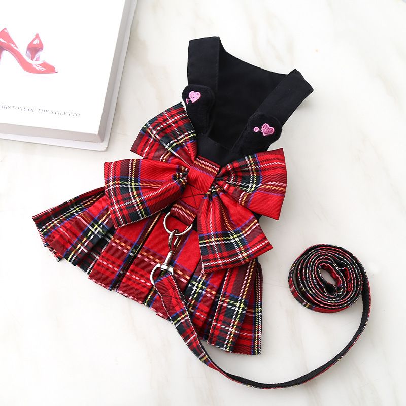 Dog Harness Skirt Traction Polyester 273 Vest Traction Wine Red XXL (chest view 4