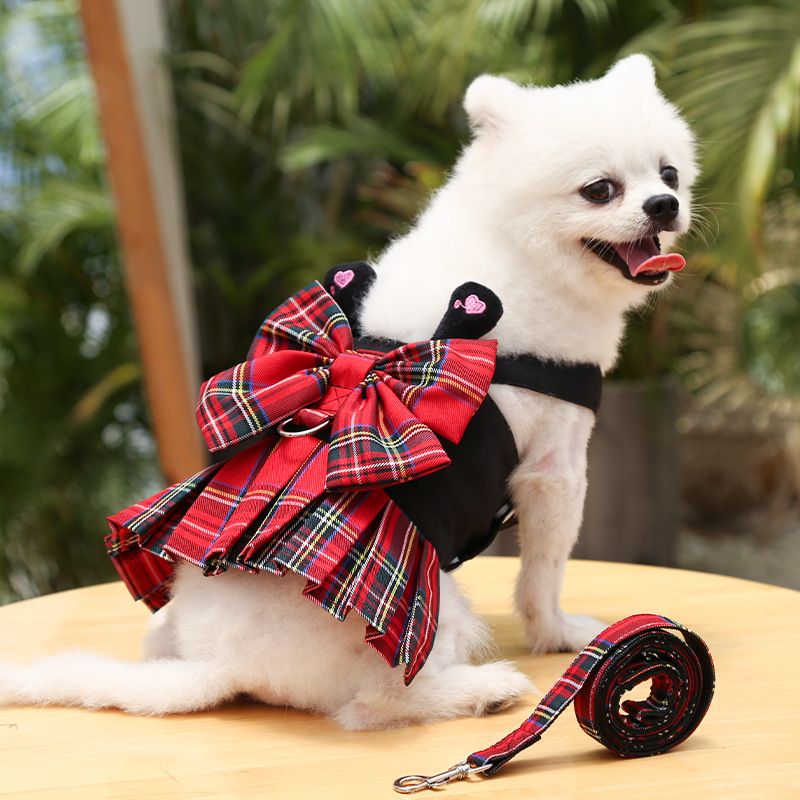 Dog Harness Skirt Traction Polyester 273 Vest Traction Wine Red XXL (chest view 5