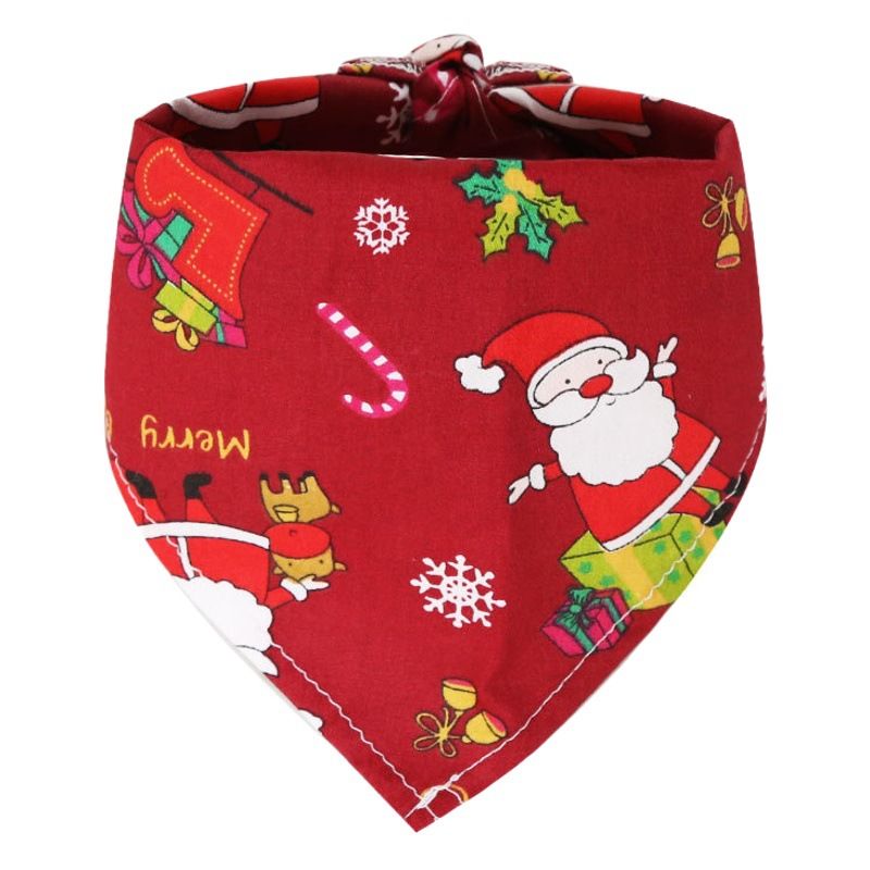 Dog Christmas Triangle Scarf Cotton Cartoon (Anhui hair) triangle scarf red view 2
