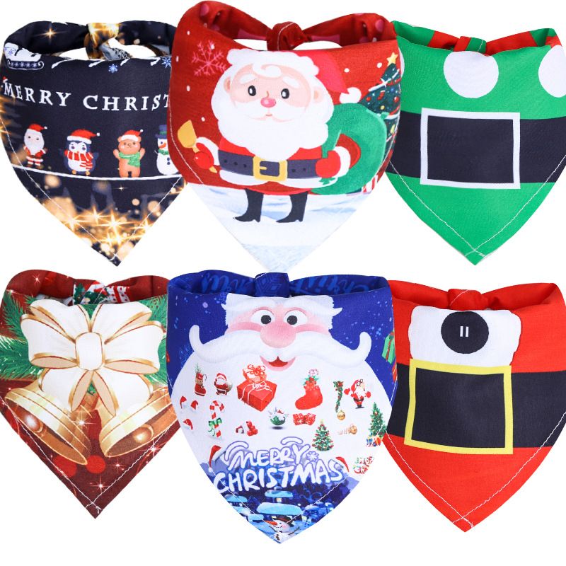 Dog Christmas Triangle Scarf Cotton Cartoon (Anhui hair) triangle towel red view 7