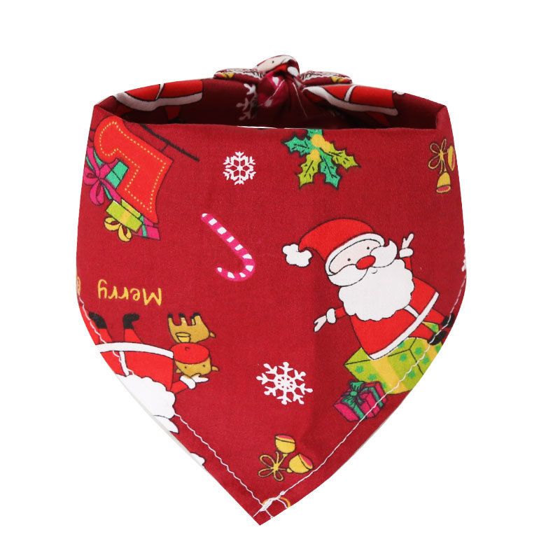 Dog Christmas Triangle Scarf Cotton Cartoon (Anhui hair) triangle scarf red view 5