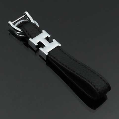 Dazzling Letter Keychain Leather Braided Car Keyring H letter gold head view 3