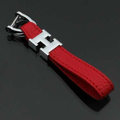 Dazzling Letter Keychain Leather Braided Car Keyring H letter gold head view 4