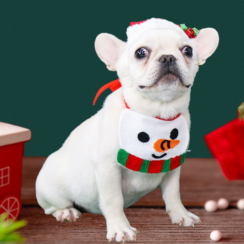 INS Christmas Elk Cotton Pet Bib for Dogs and Cats Lace-up saliva towel — image 1