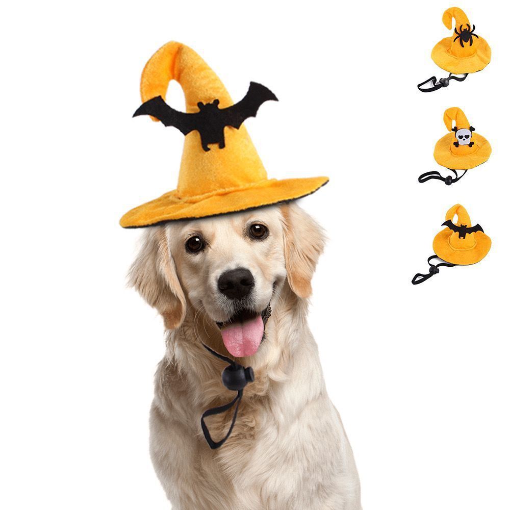 Halloween Dog Cat Hat Scarf Set Beautiful Pet Wool Felt Bat hat All yards view 4