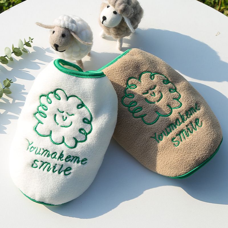 Shine Fleece Pet Dog Vest Cartoon Style Vest Khaki (Green Line Clouds) XS view 2